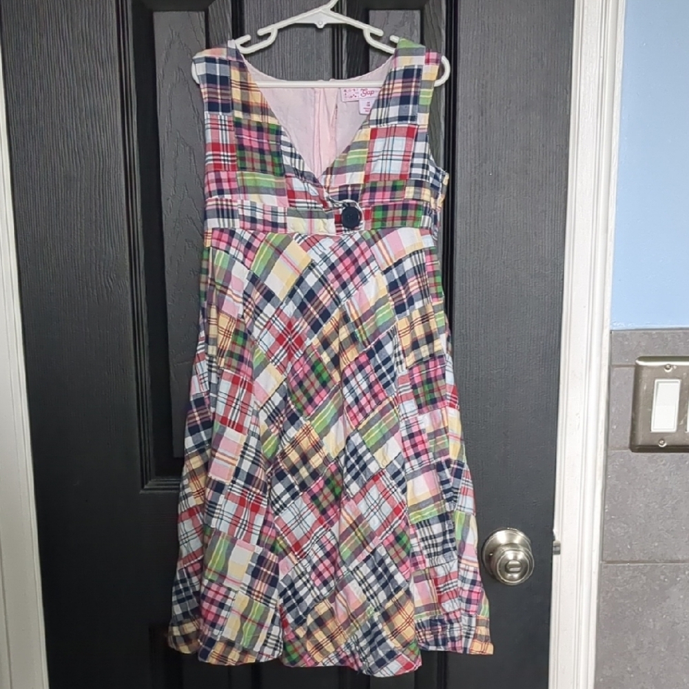 GAP Madras Plaid 100% Cotton Sleeveless Dress Girls Size 8